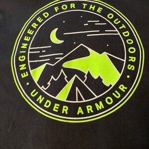 Under Armour Black T Shirt Youth Large Black Bright Yellow Mountains Loose NEW